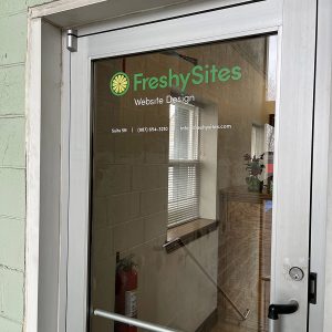 FreshySites lobby door in Chicago, IL office